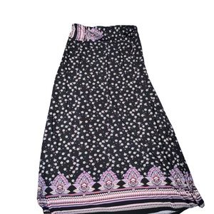 Gilli Skirt Paisley inspired black and purple Maxi Full length elastic waist 2x